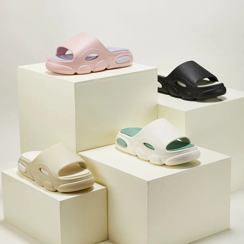Shevalues Men's Summer Sandals Fashion Soft Cloud House Platform Slides Unisex Outdoor Non-slip Beach Shoes Men Bathroom Slipper